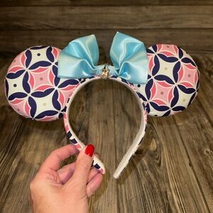 Disney Carousel Mickey Mouse Ears Handmade 
Soft Comfortable Blue Bow Charm